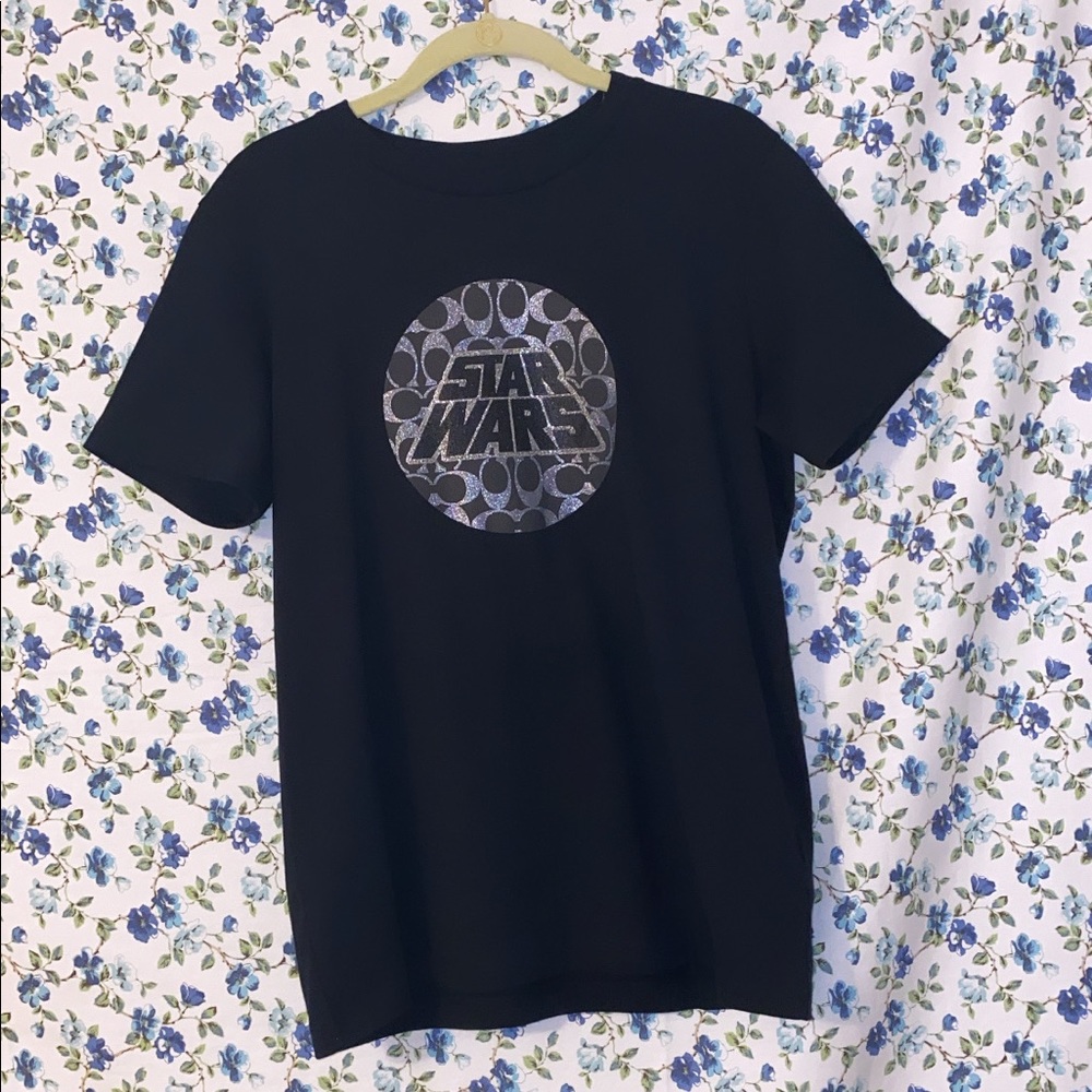 Coach Star Wars Logo Black Glitter Tee Shirt - Picture 16 of 16